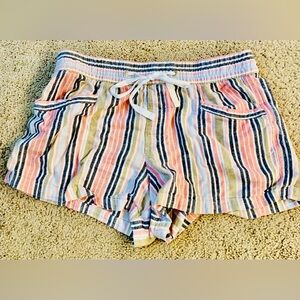GAP High Waist Pink and Blue Striped Shorts